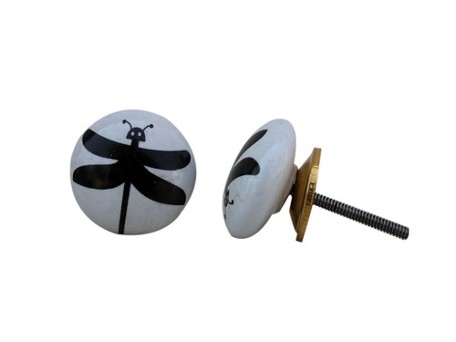 Indian Shelf 4 Pack Knobs and Pulls | Black Drawer Knobs | Butterfly Flat Fauna Cabinet Pulls | Ceramic Antique Drawer knobs | Knobs for Cabinet | Kids Drawer Knobs | Kids Knobs