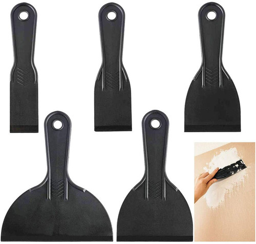 5 Pack Putty Knife, Flexible Plastic Paint Scraper Tool for Spackling,Plastic Putty Knife, Putty Knife Set, Plastic Spreader, Spackle Tool, Plastic Putty Knife Scraper, Scraper Tool, Putty Scraper