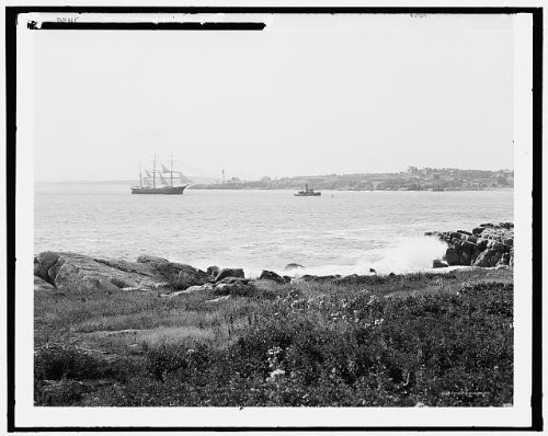 HistoricalFindings Photo: Looking Toward Portland Head Light,Cushing Island,Portland Harbor,Maine,ME,c1900