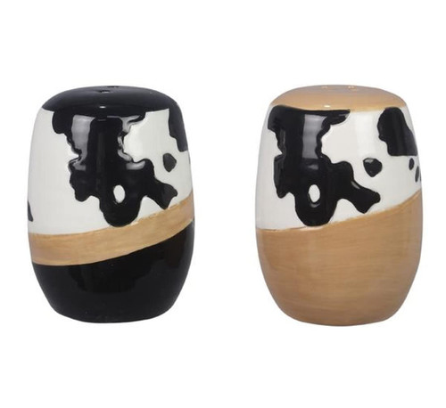 Ceramic Country Cow Salt and Pepper Shakers, Unique Animal Print Salt & Pepper Shaker Set for Kitchen Counter, Farmhouse Home Tabletop Decor Accents