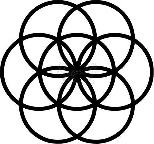 Seed of Life Sacred Geometry Vinyl Decal Sticker for Home Office Decor Vehicle Window Sign Size- [15 inch] / [38 cm] Wide Color- Matte White