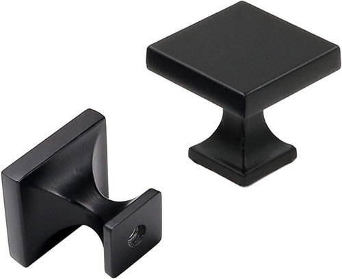 goldenwarm 20 Pack Black Square Cabinet Knobs Kitchen Door Knobs Flat Black Cabnet Hardware 1.1 inch Width Square Knobs for Kitchen Cabinets