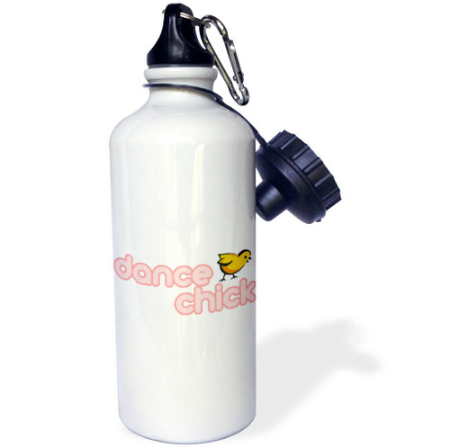 3dRose Hip Hop Chick Sports Water Bottle, 21 oz, White