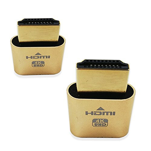 HDMI DDC EDID Dummy Plug,[3840x2160@60Hz New generation] VGA Virtual Display Adapter Headless Ghost Display Emulator Lock plate for Ethereum ETH ZEC BTC Mining (2 Pack)