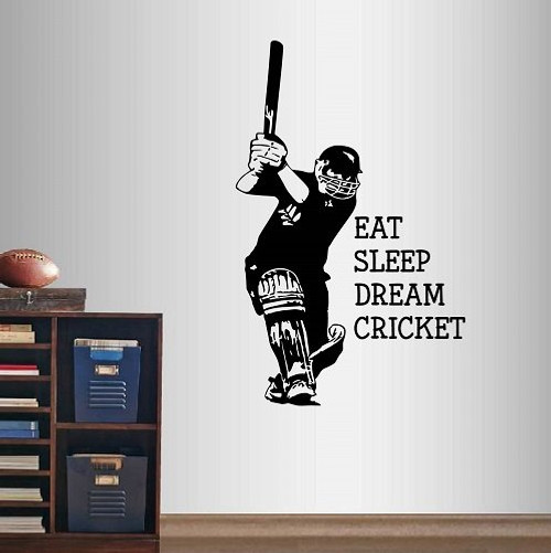 Wall Vinyl Decal Home Decor Art Sticker Eat Sleep Dream Cricket Quote Phrase Batsman Cricket Player Sports Sportsman Boy Man Room Removable Stylish Mural Unique Design 1718 Wall Vinyl Decal Home Decor Art Sticker Eat Sleep Dream Cricket Quote Phrase Batsman Cricket Player Sports Sportsman Boy Man Room Removable Stylish Mural Unique Design 1718