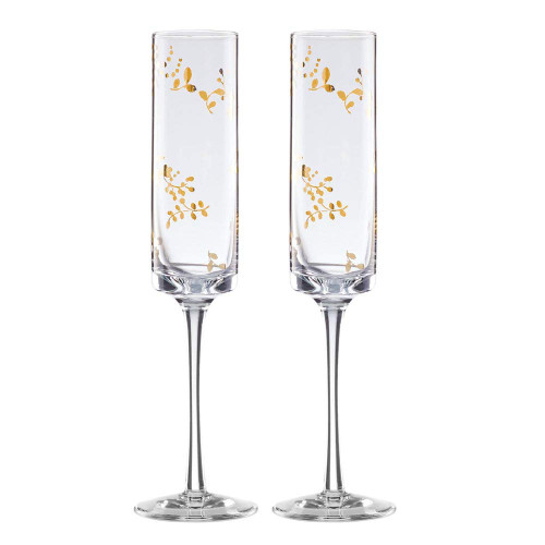 Lenox Opal Innocence Flourish 2-Piece Toasting Flute Set, 2 Count (Pack of 1), Clear