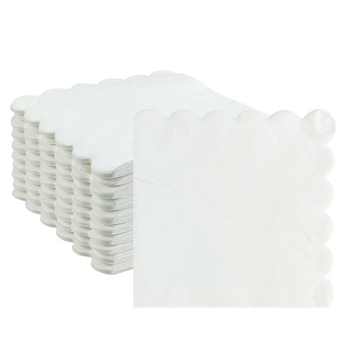 Cocktail Napkins, 100 Pcs Scalloped Paper Napkins Beverage Napkins Disposable Paper Napkins for Wedding Birthday Baby Shower Party Dinner Bridal Anniversary (White) Cocktail Napkins, 100 Pcs Scalloped Paper Napkins Beverage Napkins Disposable Paper Napkins for Wedding Birthday Baby Shower Party Dinner Bridal Anniversary (White)