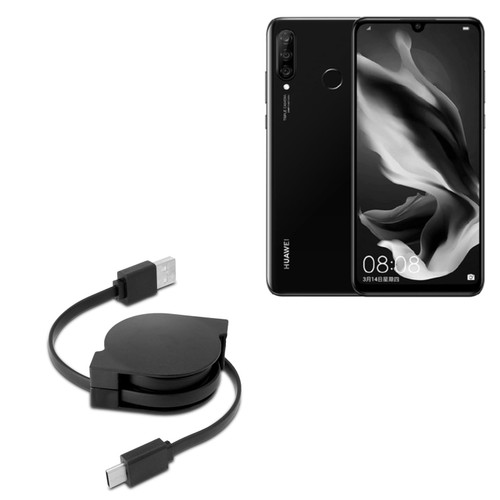 BoxWave Cable Compatible with Huawei P30 Lite - miniSync - USB-A to USB Type-C, Retractable Cable - USB-A to USB Type-C for Huawei P30 Lite