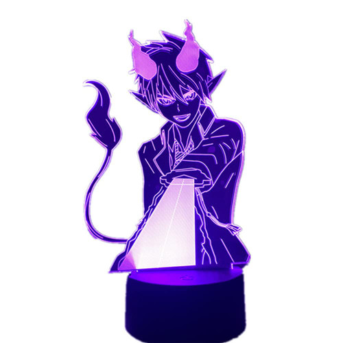 3DYYCX 7/16 Color Remote Touch Switch 3D Led Lamp Cartoon Anime Manga Blue Exorcist Okumura Rin for Kids Bedroom Decor Night Light Room Desk USB Lamp Brithday Xmas Gift Toy Model Blue Exorcist