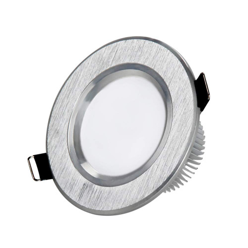 OKLUCK Ultra-Thin Three-Color Dimming 3w/5w/7w/9w Led Study Ceiling Downlight Recessed Panel Light Ceiling Light LED Embedded Living Room Green Energy Spotlight Baffle Trim (Color : 3w)
