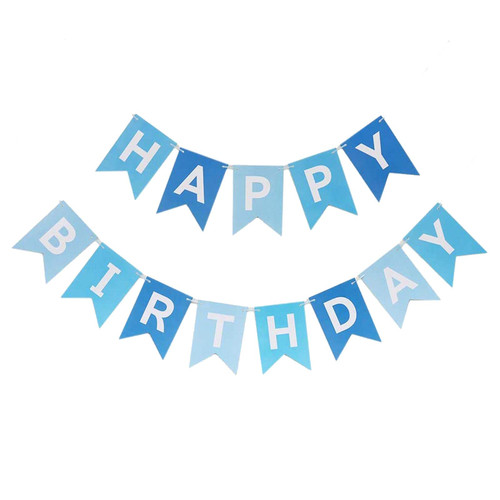Happy Birthday Banner Gradients Blue Banner Birthday Banner Decoration Party Decoration Supplie