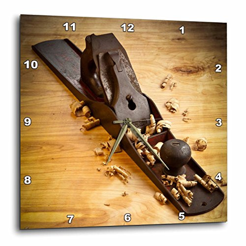 3dRose Oregon, Keizer, Antique Wood Planer, Carpentry US38 RBR0150 Rick a Brown Wall Clock, 13 by 13"