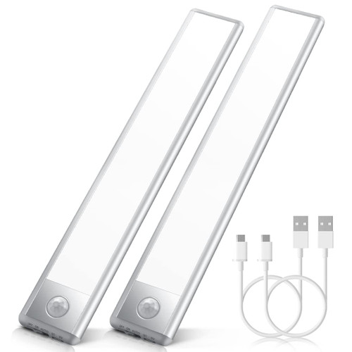 Zikopomi Under Cabinet Lights Wireless, Rechargeable Motion Sensor Light Indoor, Magnetic Closet Light, Under Counter Light for Kitchen, Night Lights for Wardrobe, Cupboard, Stairs (2 Pack)