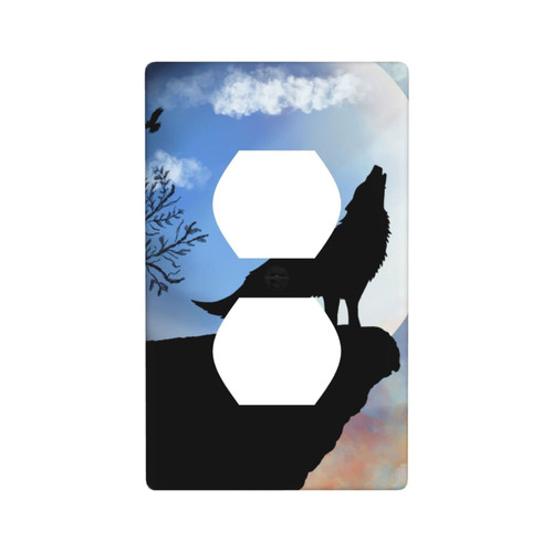 Decorative Wall Plate Switch Plate Black Wolf In Mountain Duplex Electrical Outlet Cover