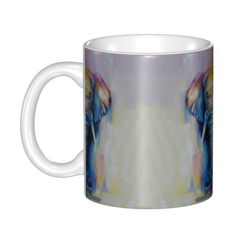 allgobee 11 Oz Gentle-Bright-Elephant Coffee Mugs,White Ceramic Mugs,Tea Cup Novelty Holiday Christmas Gift