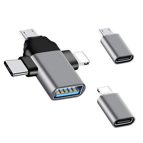 BaseNew USB C to USB Adapter,USB to Lightning Adapter,USB to USB C Adapter,USB C to Micro USB Adapter,USB OTG Adapter for Laptop,iPhone,MacBook Pro,iPad Pro/Air