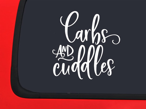 Car Sticker Carbs and Cuddles Funny Diet Bread Car Window Decal Sticker White 7 Inch