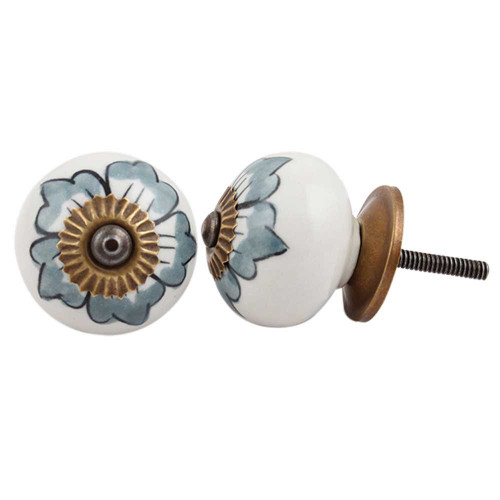 Indian Shelf 4 Pack Nursery Knobs for Dresser|Flower Kitchen Cabinet Pulls & Knobs|White Farmhouse Pulls|Ceramic Western Door Knobs|Modern Knobs for Cabinets|Kids Knobs for Dresser Drawers