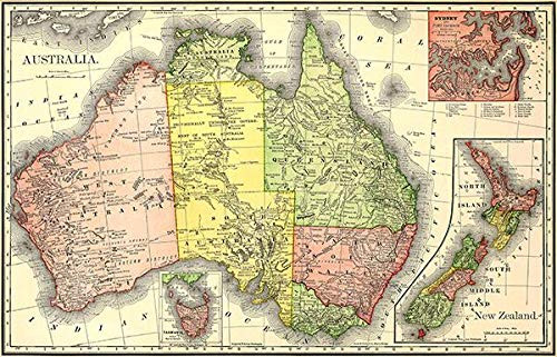 Australia & New Zealand - 1894 - Map Poster