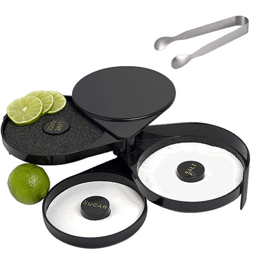 Glass Rimmer - 3 Tier Bar Glass Rimmer, Cocktail Margarita Glass Rimmer Margarita Cocktail Salt and Sugar Glass Rimmer for Bartender Tool, Martini, Salt Box Spice Container Glass Rimmer - 3 Tier Bar Glass Rimmer, Cocktail Margarita Glass Rimmer Margarita Cocktail Salt and Sugar Glass Rimmer for Bartender Tool, Martini, Salt Box Spice Container