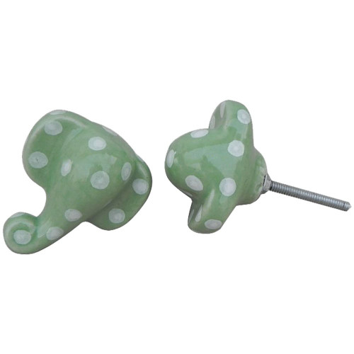Indian Shelf 2 Pieces Unique Knobs for Cabinets and Drawers | Elephant Drawer Knobs | Green Furniture Knobs for Dresser | Ceramic Cabinet Knobs and Pulls | Kitchen Drawer Pull | Nursery Knobs
