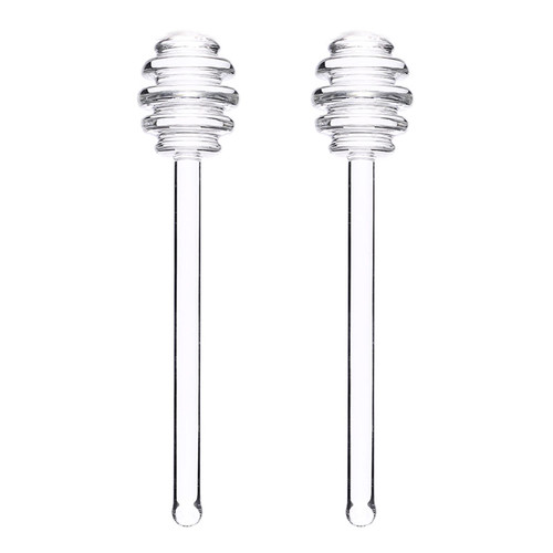 2 Pcs 6'' Glass Honey Dipper Stick, Honey Jam Syrup Mixing Stirrer Spoon for Honey Pot Jar