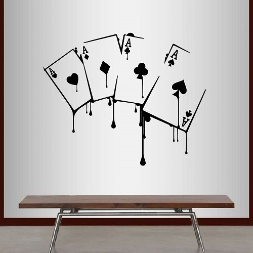 Wall Vinyl Decal Home Decor Art Sticker Painted Playing Cards Aces Graffiti Casino Club Room Removable Stylish Mural Unique Design 2220