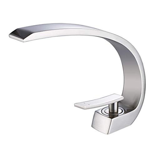 Wovier Brushed Nickel Bathroom Sink Faucet,Single Handle Single Hole Vessel Lavatory Faucet,Basin Mixer Tap