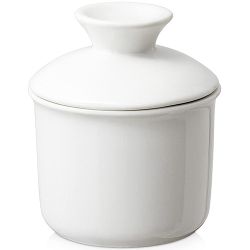 DOWAN Butter Keeper Crock for Counter, French Butter Dish for Spreadable Soft Butter, No More Cold & Hard Butter, Housewarming Gift Indoor Home Kitchen Decor, White