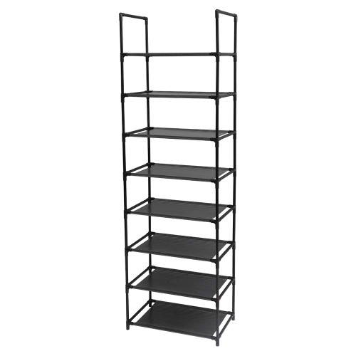 Kcelarec Shoe Rack Space Saving Black Shoe Rack Organizer Shelf Stand Tower,Narrow Free Standing Shoe Shelf for Closet Entryway Hallway Apartment (8 Tiers)