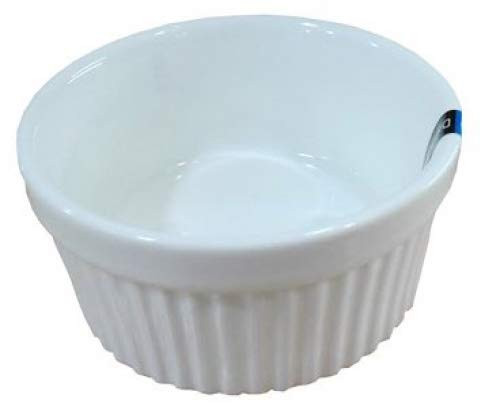 1 Dz White Glazed Fluted Porcelain Ramekins (12 oz 4.5"D x 2"H)