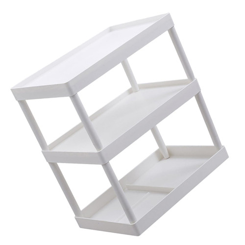 Alipis 1pc Multi-Layer Shelf Triple Layer Storage Rack Plastic Shelving Multifunctional Storage Holder Tabletop Shelf Storage Shelves Plastic Shelf Storage Rack Kitchen Storage Rack White
