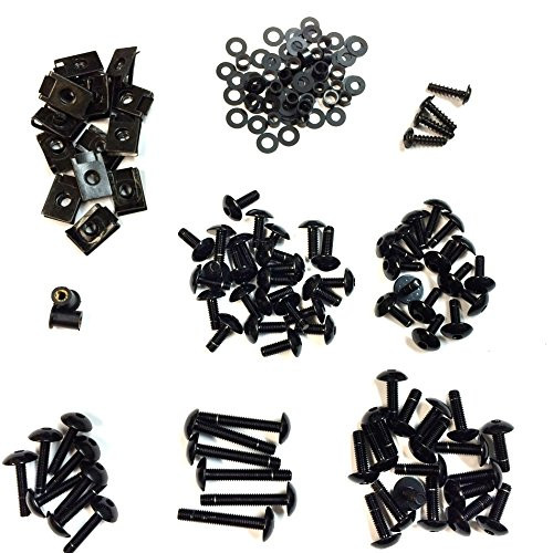 HONGK- Complete Fairing Bolts Screws Fasteners Kit Compatible with Suzuki Hayabusa GSXR1300 Black [B01BN0O30S]