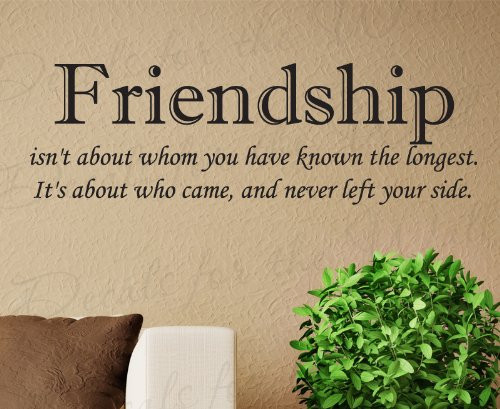 Friendship Isn't About Who You've Known The Longest - Friends - Quote Sticker Decoration, Art Letters Decor, Vinyl Saying, Wall Lettering Decal