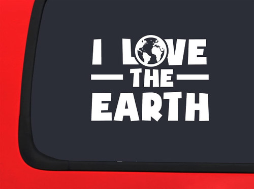 Car Sticker I Love Earth Globe Home Planet World Car Window Decal Sticker White 7 Inch