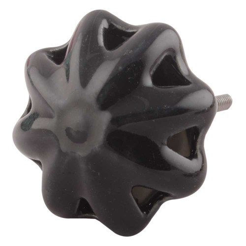 IndianShelf 6 Pack Dresser Knobs Girls Room|Flower Knobs & Pulls for Cabinets & Drawers|Cabinet Door Pulls Black|Fancy Door Knobs Ceramic|Farmhouse Knobs for Cabinets|Flower Knobs for Dresser Drawers