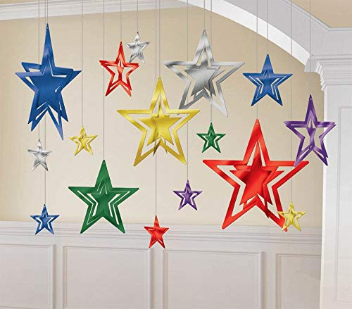 amscan Shimmering Color 3D Foil Star Decorating Kit, Multicolor
