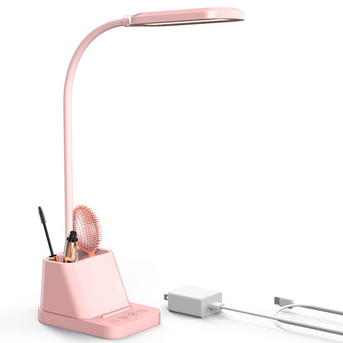 AXX Pink Cute Desk Lamp with USB Charging Port, Small Desk Lamp for Kids, Women, Teen Girls, 650LM LED Desk Light, Touch Study Lamps for Bedrooms, Kawaii Desktop Lamp for Home Office College Dorm Room