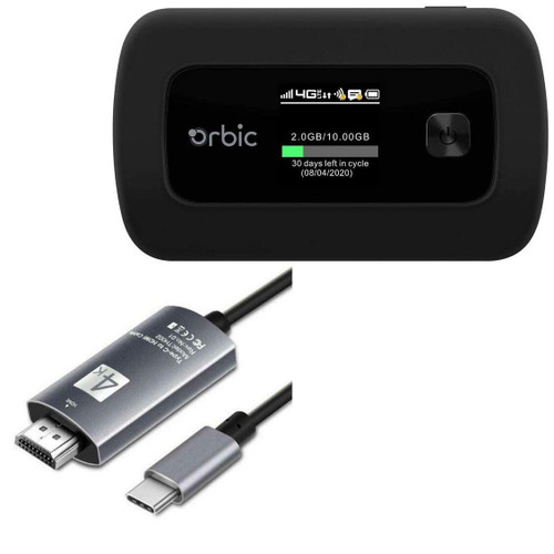 BoxWave Cable Compatible with Orbic Speed 4G Mobile Hotspot - SmartDisplay Cable - USB Type-C to HDMI (6 ft), USB C/HDMI Cable for Orbic Speed 4G Mobile Hotspot - Jet Black