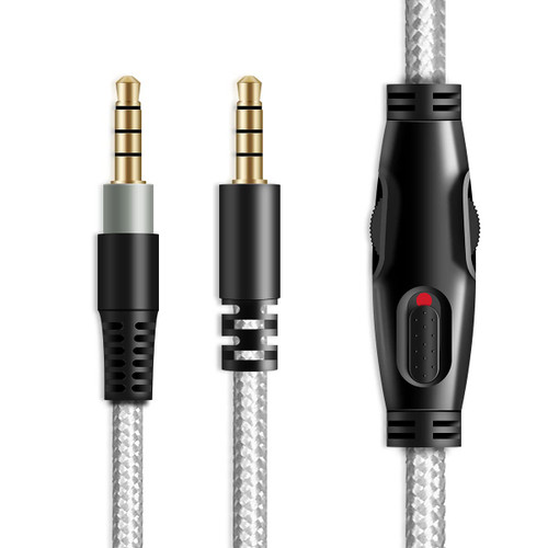 MJKOR Replacement Audio Aux Cable for HyperX Cloud Alpha and Cloud Mix Gaming headsets with Inline Mute & Volume Control (1.5Meters, Grey)