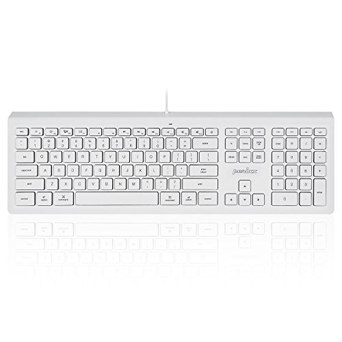 Perixx PERIBOARD-323 Wired Backlit Keyboard for Mac OS X - Standard Full Size - White Backlit