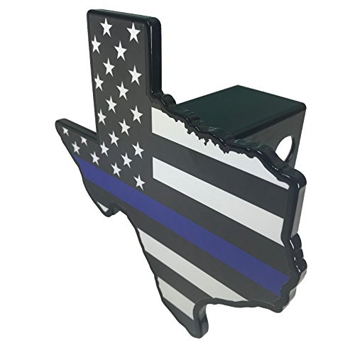 AMG Auto Emblems Premium State of Texas Police Flag (Texas Shaped) SOLID METAL Heavy Duty Hitch Cover