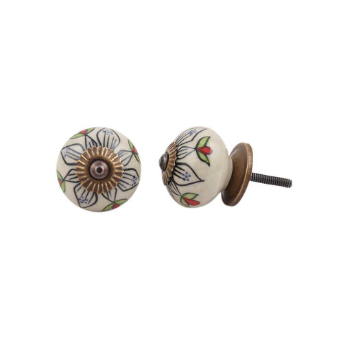 Indian Shelf 12 Pieces Modern Dresser Knobs | Flower Fancy Drawer Pulls and Knobs | Black Drawer Pulls for Dressers | Ceramic Knobs | Vintage Cabinet Knobs | Kids Knobs for Dresser Drawers