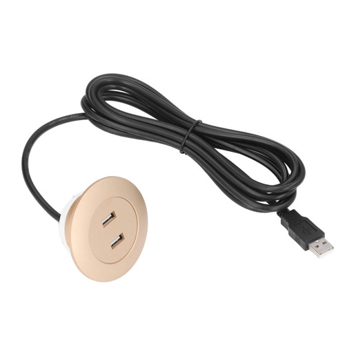 Flush Mount Cable, Flush Mount Car Mount Extension Cable, Sofa USB Charging Socket Flush Mount Installation Dual USB Charging Ports Socket, Easy to Install, for Sofa, Couch, Table, Office Home(GOLD)