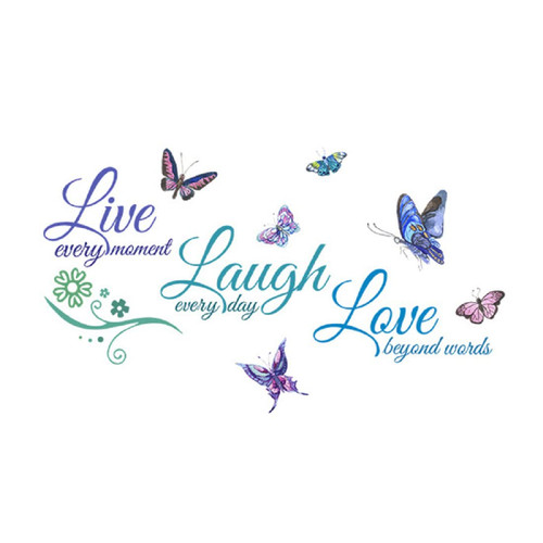 Live Laugh Love Inspirational Quotes Wall Decals Butterfly Motivational Lettering Positive Sayings DIY Sticker Vinyl Art Mural for Bedroom Living Room Nursery Decor(Blue)