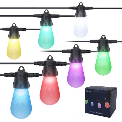 Foruly Smart LED Outdoor String Lights, 48ft RGB Patio Hanging Lights IP65 Waterproof Shatterproof Color Changing String Lights for Backyard Garden Cafe Party Wedding Foruly Smart LED Outdoor String Lights, 48ft RGB Patio Hanging Lights IP65 Waterproof Shatterproof Color Changing String Lights for Backyard Garden Cafe Party Wedding