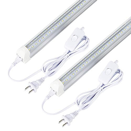 4 Packs T8 LED Light Tube, 2FT 20W,2400lm, 6500K Cool White Clear Cover,Dual V-Shape 2FT Tube Light,Linkable Integrated Fixture,T8 LED Shop Light for Garage,Warehouse