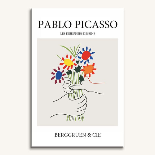 Qizee Pablo Picasso Wall Art Prints Pablo Picasso Poster Bouquet of Peace Mid-Century Modern Room Decor Abstract Art Minimalist Wall Decor Line Art for Wall Decor 12x18 inch Unframed