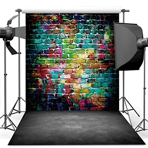 Dudaacvt Graffiti Photography Backdrop, 10x10 ft Colorful Brick Wall Vintage Cement Floor Backdrop for Studio Props Photo Background Q0011010 Dudaacvt Graffiti Photography Backdrop, 10x10 ft Colorful Brick Wall Vintage Cement Floor Backdrop for Studio Props Photo Background Q0011010