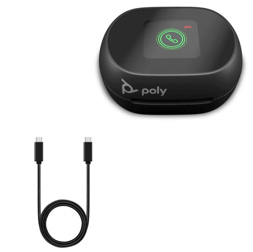 BoxWave Cable Compatible with Poly Voyager Free 60 - DirectSync PD Cable (3ft) - USB-C to USB-C (100W), Type C Braided 3ft Charge and Sync Cable for Poly Voyager Free 60 - Jet Black